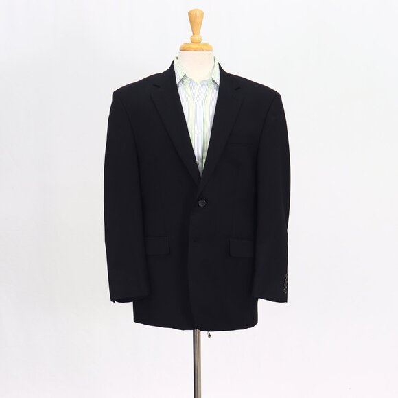 Ralph Lauren 42R Black Blazer Sport Coat Jacket 2-Button Solid Y807